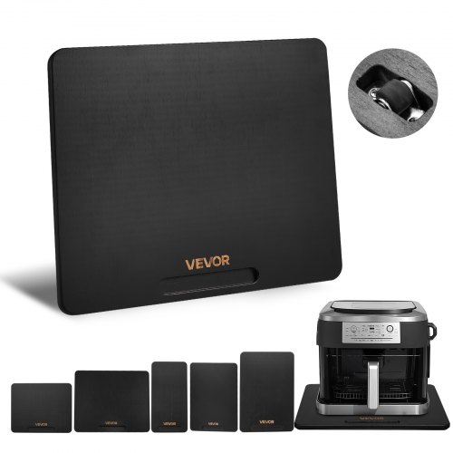 VEVOR Deslizador para Electrodomésticos 330 x 406 x 21 mm Bandeja Deslizante de Madera Grosor de 1,8 cm con Ruedas de Goma Silenciosas y Asa Hueca ideal para Cafeteras y Encimeras de Cocina, Negro