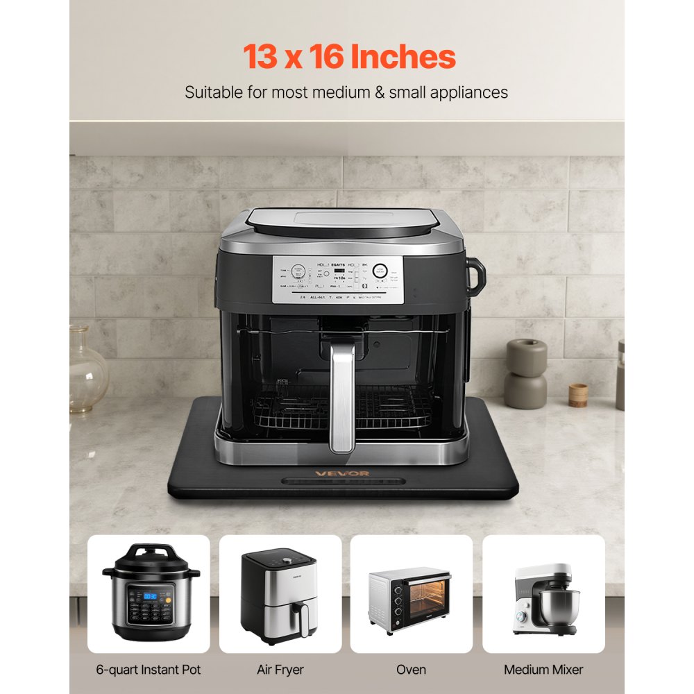 VEVOR Sliding Board, 33x40.6 cm, Board with Rubber Wheels and Hollow Handle, Easy to Clean, Slider Board, Appliance Rolling Board, Easily Movable Base for Coffee Maker, Food Processor, Black