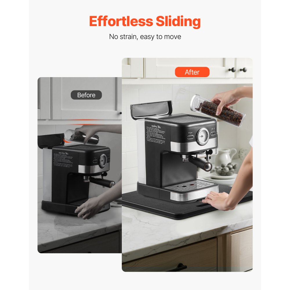 VEVOR Sliding Board, 33x40.6 cm, Board with Rubber Wheels and Hollow Handle, Easy to Clean, Slider Board, Appliance Rolling Board, Easily Movable Base for Coffee Maker, Food Processor, Black