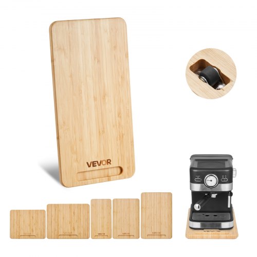 VEVOR Deslizador para Electrodomésticos 368 x 191 x 21 mm Bandeja Deslizante de Madera Grosor de 1,8 cm con Ruedas de Goma y Asa Hueca ideal para Cafeteras y Encimeras de Cocina, Color de Madera