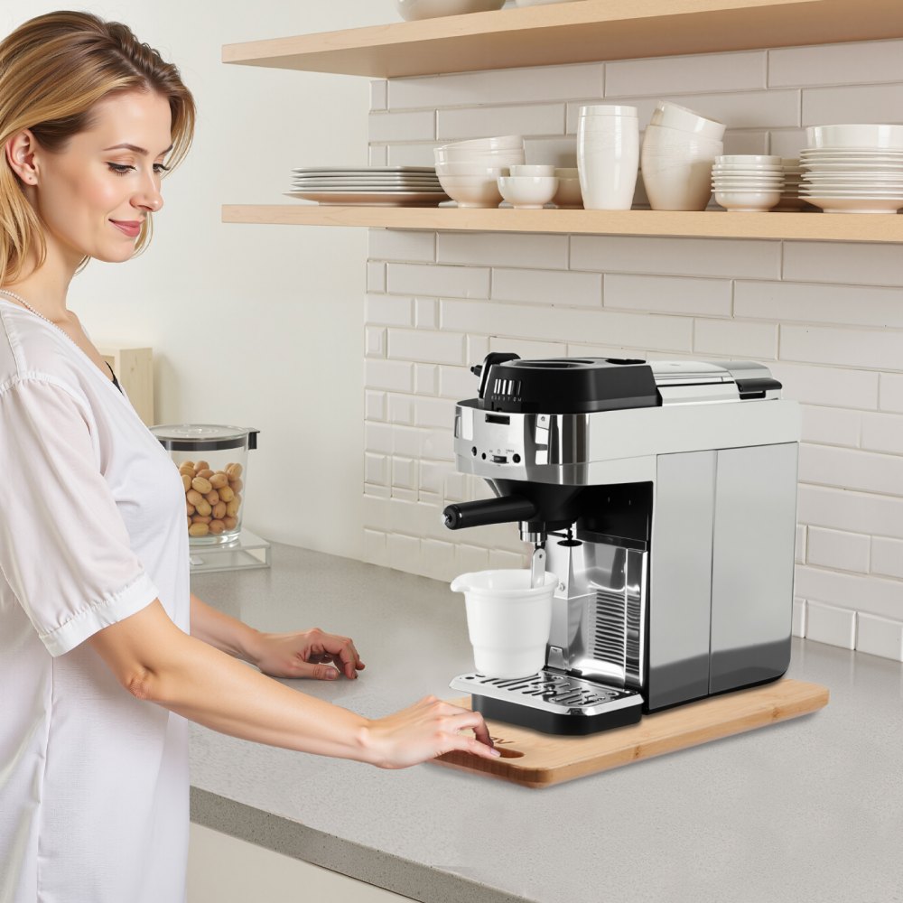 VEVOR Deslizador para Electrodomésticos 368 x 191 x 21 mm Bandeja Deslizante de Madera Grosor de 1,8 cm con Ruedas de Goma y Asa Hueca ideal para Cafeteras y Encimeras de Cocina, Color de Madera
