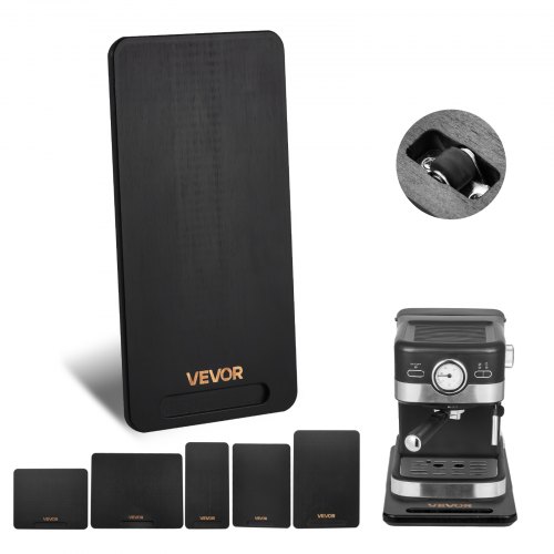 VEVOR Deslizador para Electrodomésticos 368 x 191 x 21 mm Bandeja Deslizante de Madera Grosor de 1,8 cm con Ruedas de Goma Silenciosas y Asa Hueca ideal para Cafeteras y Encimeras de Cocina, Negro