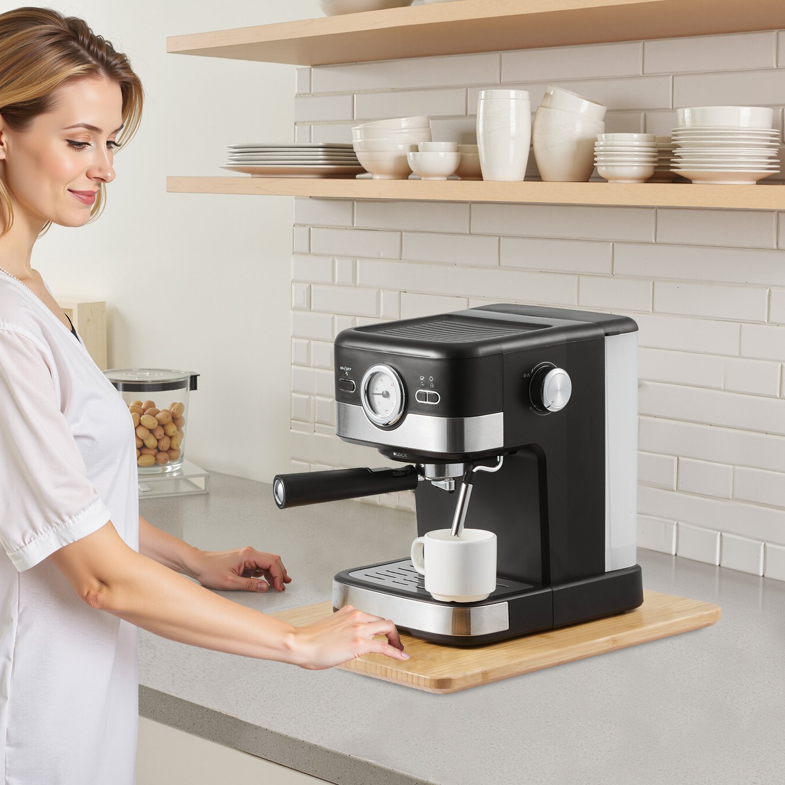 VEVOR sliding board, 406x305 mm, board with rubber wheels and hollow handle, easy to clean, slider board, appliance rolling board, easily movable base for coffee machine, food processor