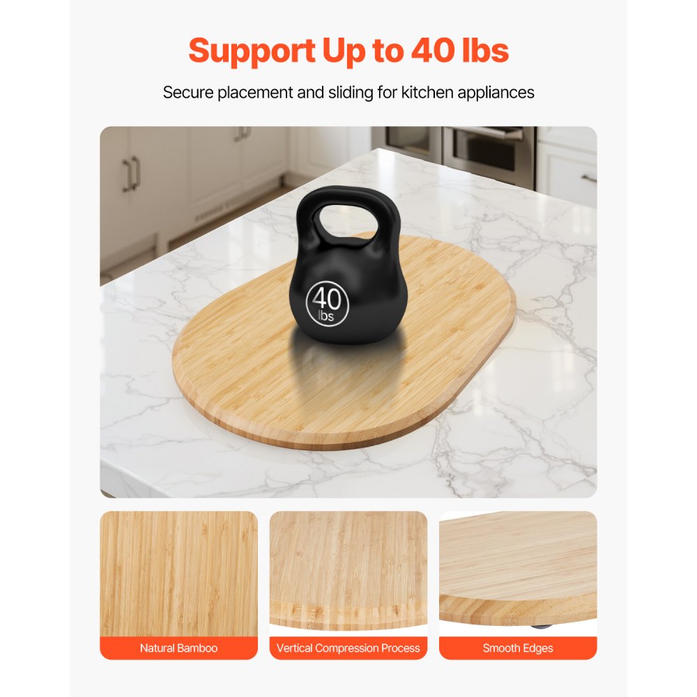 VEVOR Deslizador Ovalado de Mezclador, Deslizador 399 x 282 x 23 mm Compatible con Batidoras de Pedestal con Cabezal Inclinable Batidoras de 5,5 a 8 cuartos para Encimera de Cocina, Color Madera