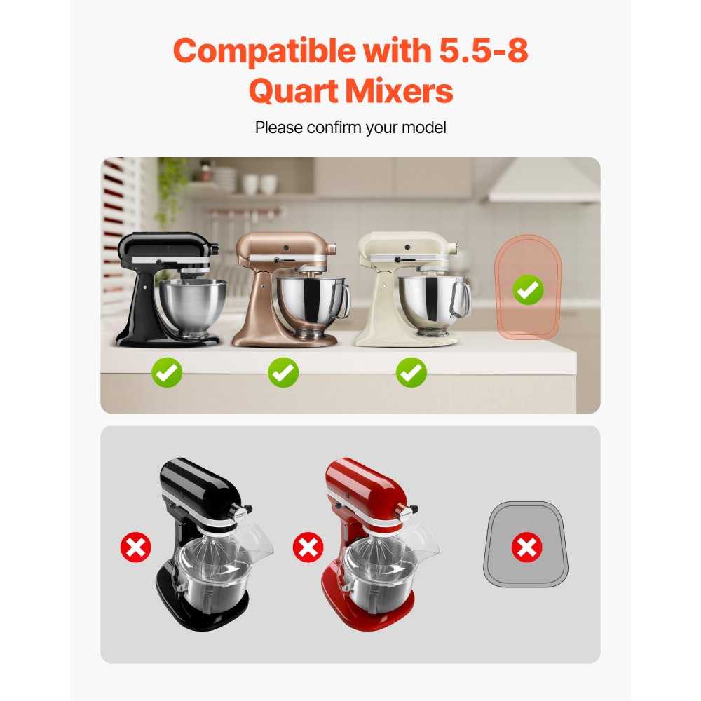 VEVOR Deslizador Ovalado de Mezclador, Deslizador 399 x 282 x 23 mm Compatible con Batidoras de Pedestal con Cabezal Inclinable Batidoras de 5,5 a 8 cuartos para Encimera de Cocina, Color Madera