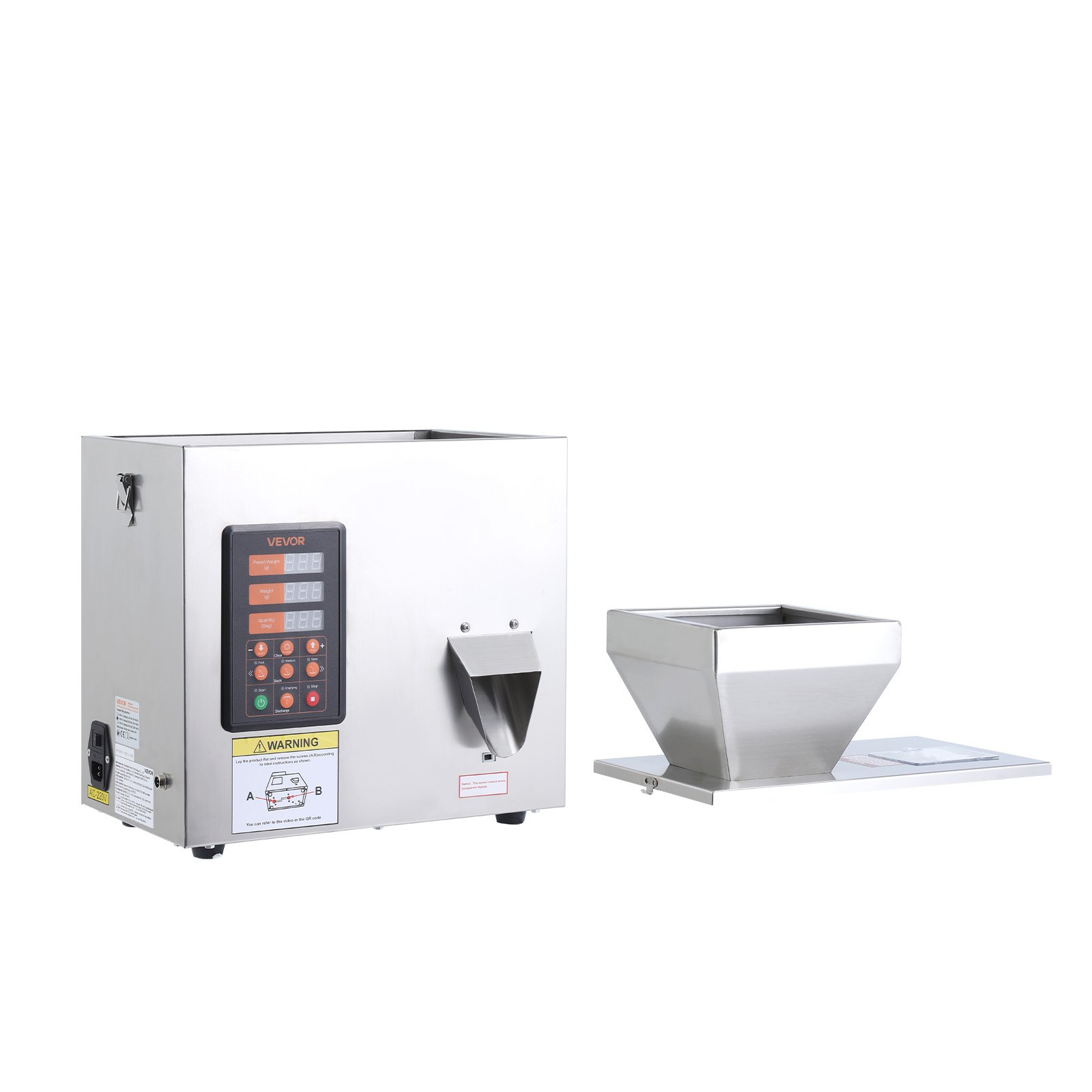 VEVOR Máquina Llenadora Automática de Polvo y Granos de 3-200 g, Máquina de Llenado de Acero Inoxidable, Dispensador con Sensor Infrarrojo para Especias, Semillas, Té, Cereales, Café y Frutos Secos