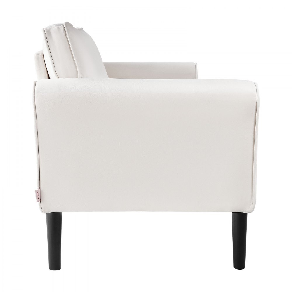 VEVOR Sofá en Tela de Terciopelo 2 Plazas 176 x 75 x 80 cm Sofá Moderno Cómodo con Muelles Sinuosos, Cojines Suaves, Estructura Robusta para Sala de Estar, Dormitorio, Oficina, Apartamento, Blanco
