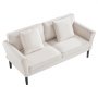 VEVOR Loveseat Sofa, 176 cm Small Sofa Couch for Living Room, Velvet Fabric 2-Seats Couch with Sinuous Spring, Soft Cushions and Sturdy Frame, Comfy Loveseat for Bedroom, Office or Apartment, White