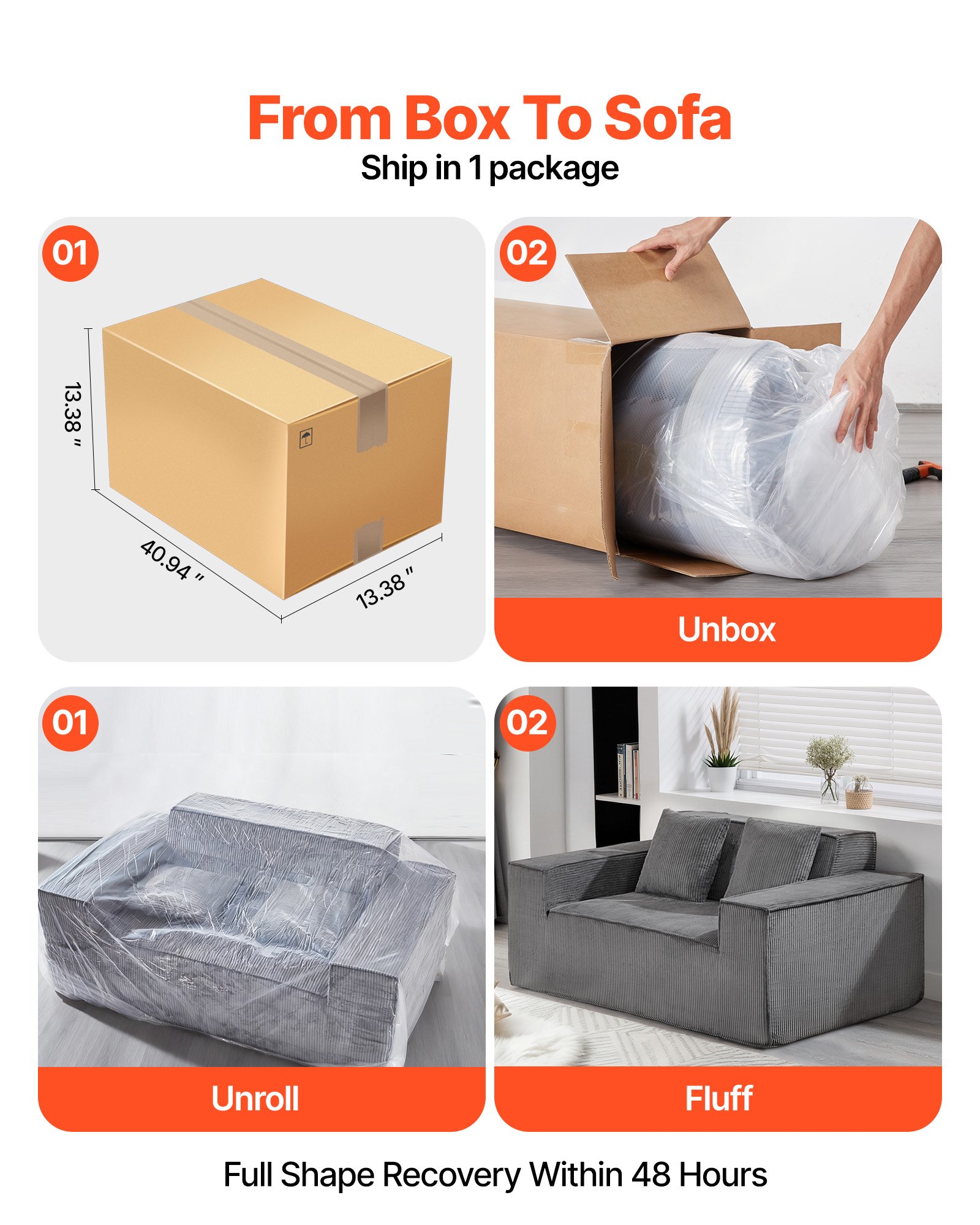 VEVOR Loveseat Sofa, 160 cm 2-Seats Couch for Living Room, Modern Small Corduroy Couch with Pocket Springs, Soft Cushions, Comfy Loveseat for Bedroom, Office or Apartment, No Assembly Required, Gray