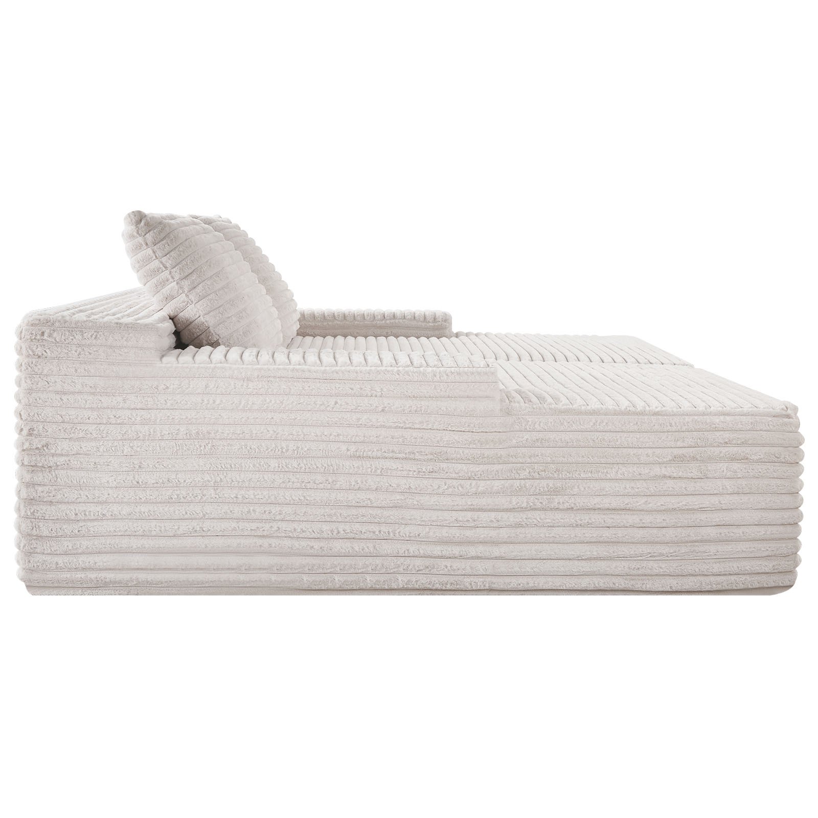 VEVOR Sofá de Pana 2 Plazas 210 x 170 x 81 cm Sofá Moderno Extragrande con Cojines Suaves y Almohadones Decorativos para Sala de Estar, Dormitorio, Oficina, Apartamento, No Requiere Montaje, Beige