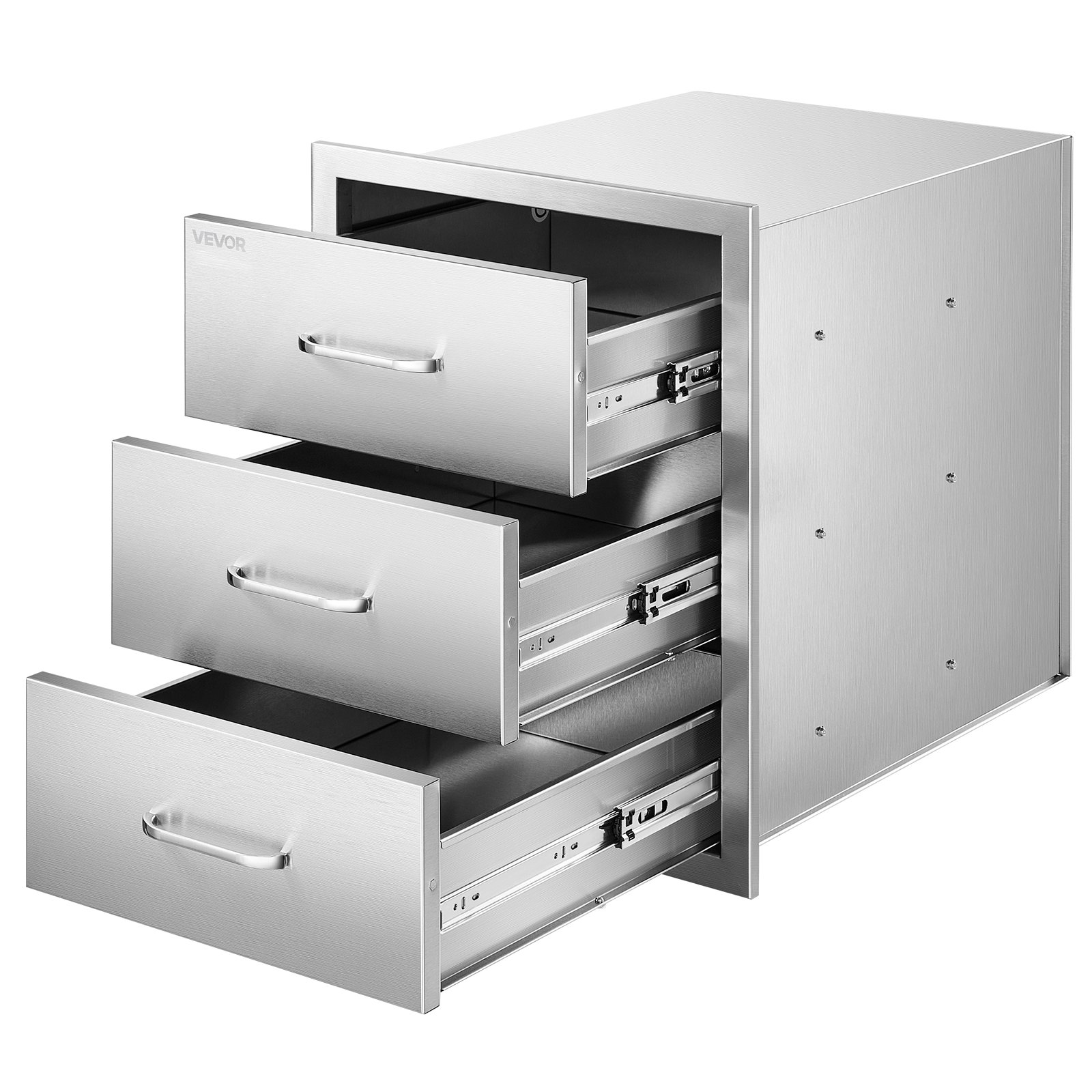 VEVOR Cajones de Cocina 460 x 590 x 590 mm, Cajonera Modular de Acero Inoxidable con Triple Acceso y Asas, Cajón para Isla de Barbacoa, Ideal para Cocina Exterior, Parrilla de Patio, Camping