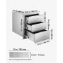 VEVOR Outdoor Kitchen Drawers 18.11"W x 23.23"D x 23.23"H, Triple-Access Stainless Steel BBQ Drawers with Handles, BBQ Island Drawer for Outdoor Kitchens or Barbeque Island Patio Grill Station