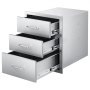 VEVOR Cajones de Cocina para Exterior 46 x 59 x 59 cm, 3 Cajones para Barbacoa de Triple Acceso con Asa de Aleación de Zinc, Cajonera para Cocinas al Aire Libre, Estación de Parrilla para Patio