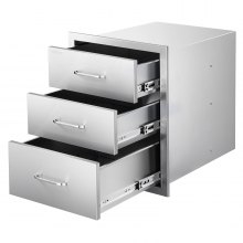 VEVOR Cajones de Cocina para Exterior 46 x 59 x 59 cm, 3 Cajones para Barbacoa de Triple Acceso con Asa de Aleación de Zinc, Cajonera para Cocinas al Aire Libre, Estación de Parrilla para Patio
