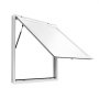 VEVOR Ventana de Servicio 91,5 x 91,5 cm para Camión de Comida, con Marco de Aleación de Aluminio, Apertura hasta 85°, Resistente a la Lluvia y al Sol, con Toldo, Puerta y Gancho de Arrastre, Blanco