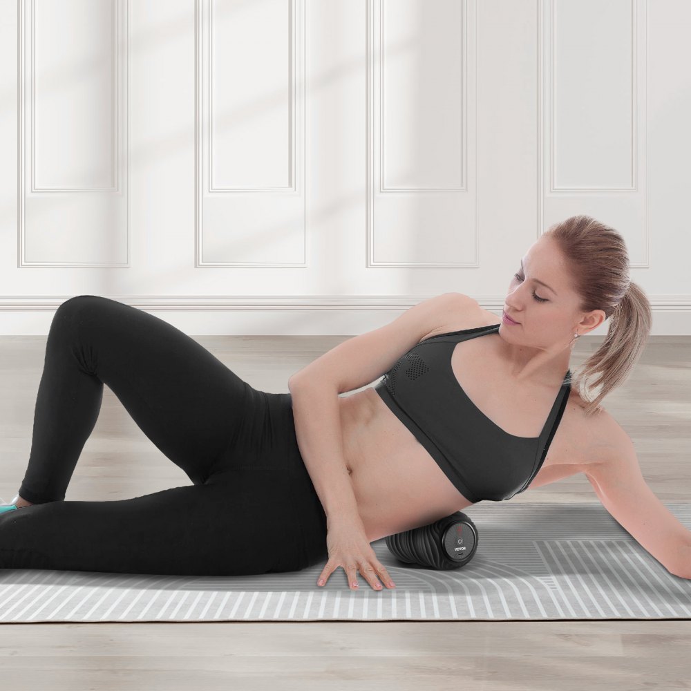 VEVOR Pelota de Masaje Vibratoria con Forma de Maní, Rodillo de Masaje Eléctrico de Doble Lacrosse con 4 Intensidades, para Aliviar el Dolor Muscular, Recuperación del Ejercicio, Φ 92 x 160 mm