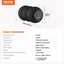 VEVOR Bola de Masaje Vibratoria con Forma Cacahuete 4 Intensidades Φ 92 x 160 mm