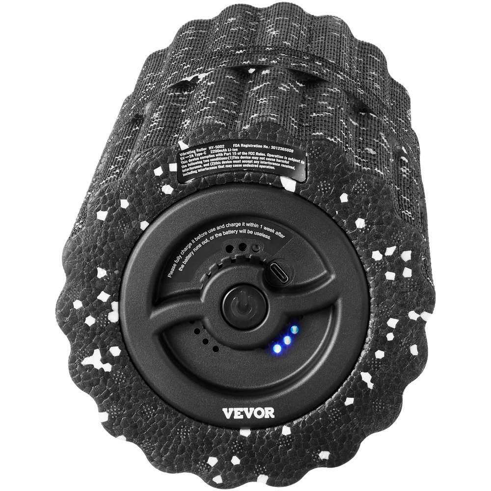 VEVOR Rodillo de Espuma Vibratoria, Rodillo de Masaje Eléctrico de 4 Velocidades, con Textura 3D, para Tejido Muscular Profundo, Alivio del Dolor de Espalda, Recuperación del Ejercicio, Φ 146 x 400 mm