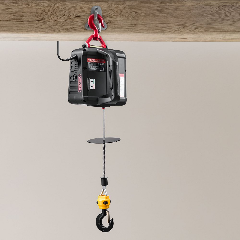 VEVOR Cabrestante Eléctrico 2 en 1, Carga 500 kg, 1500 W, Grúa Portátil, Altura de Elevación 7,6 m, Velocidad 5 m/min, con Control Manual y Remoto Inalámbrico para Fábricas, Almacenes y Talleres