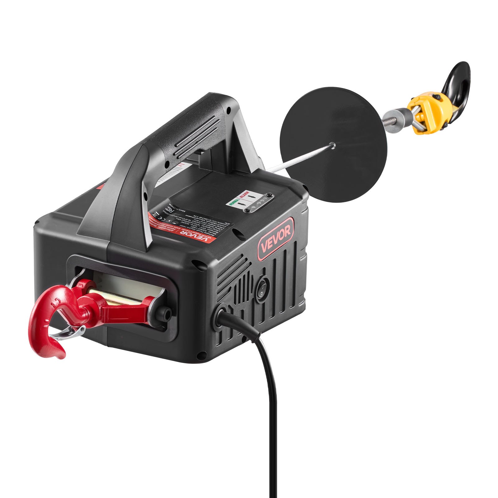 VEVOR Cabrestante Eléctrico 2 en 1, Carga 500 kg, 1500 W, Grúa Portátil, Altura de Elevación 7,6 m, Velocidad 5 m/min, con Control Manual y Remoto Inalámbrico para Fábricas, Almacenes y Talleres