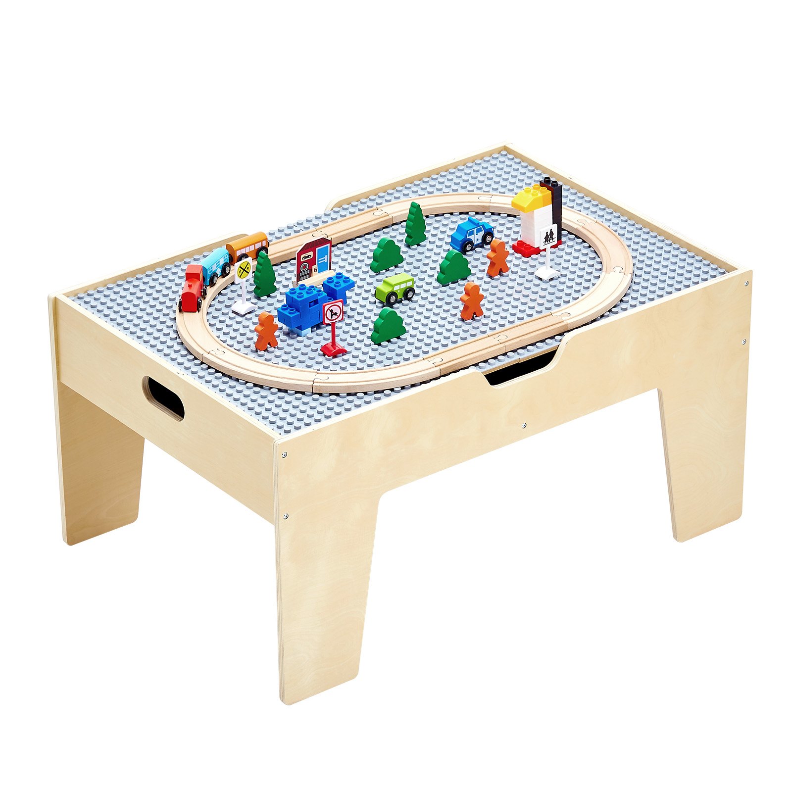 VEVOR Mesa de Juego de Actividades Multiusos con 290 Bloques de Construcción y 30 Accesorios 810x536x395 mm Mesa de Actividades de Madera con Espacio de Almacenamiento para Facilitar Organización