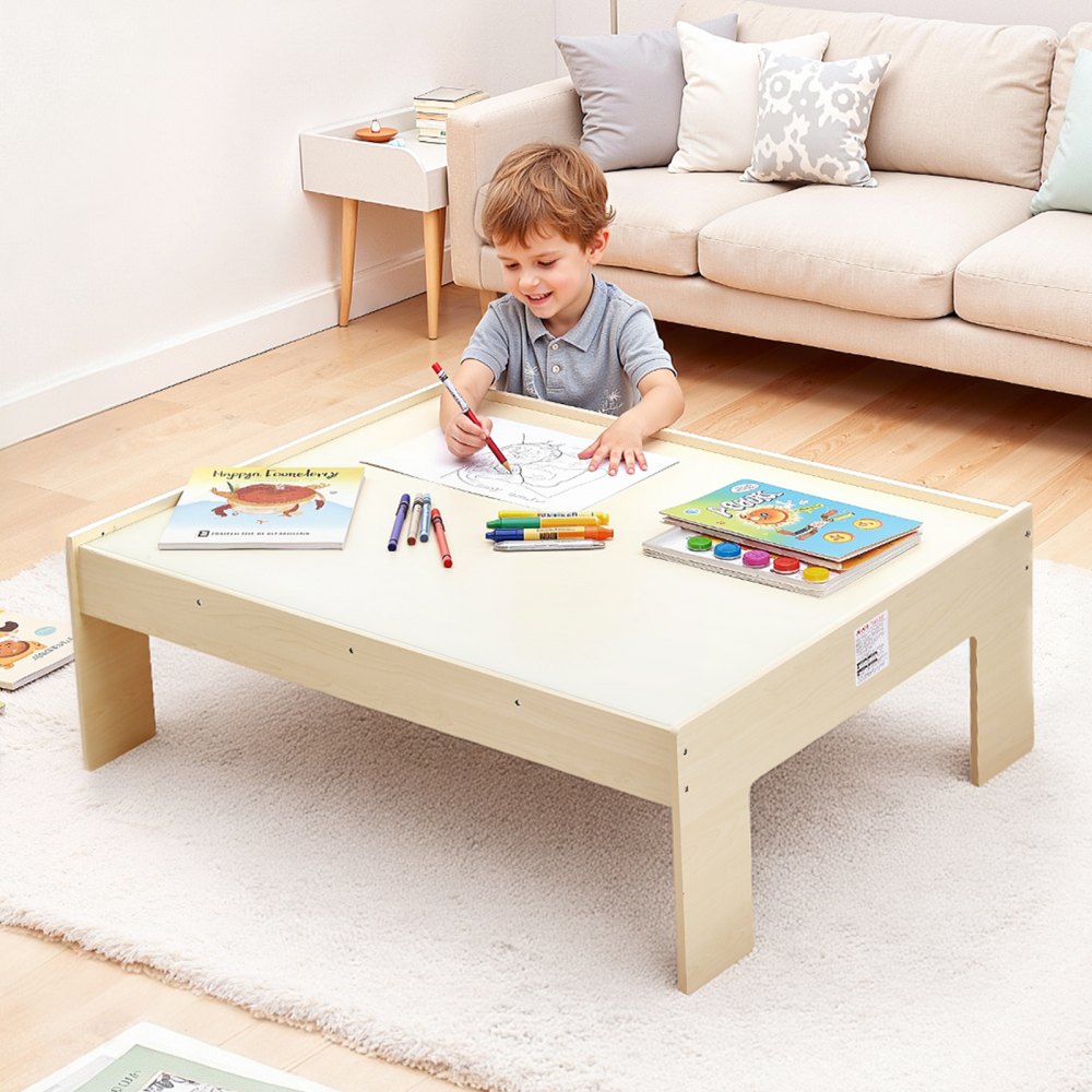 VEVOR Mesa de Actividad de Tren 120 Piezas de Madera 120 x 85 x 41 cm Mesa de Juegos de Tren Circuito de Ferroviarias Juguetes Creativos con Contenedor de Almacenamiento para Facilitar Organización