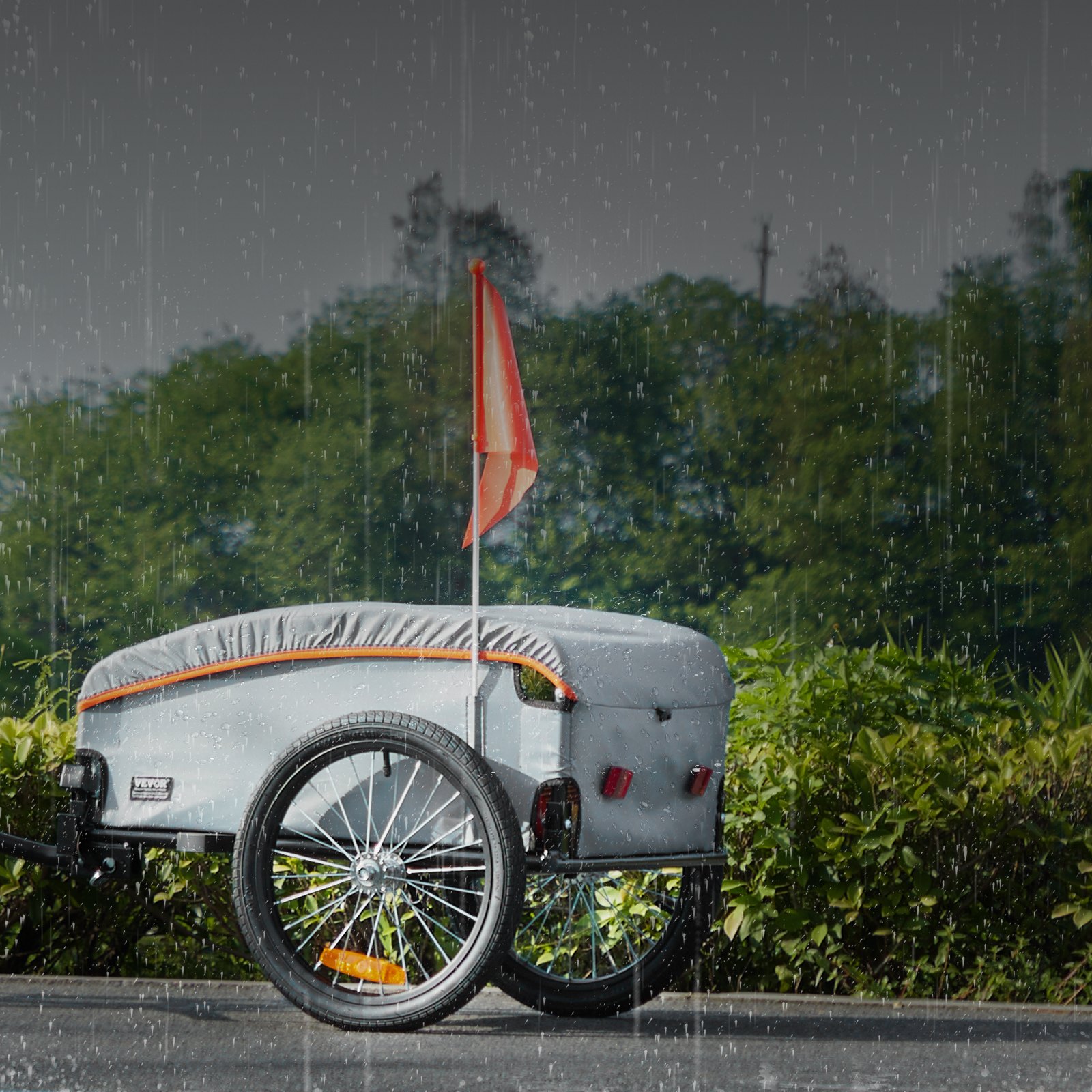 VEVOR Remolque de Carga para Bicicletas Capacidad de Carga de 45 kg Carrito para Bicicletas Resistente de Acero al Carbono Almacenamiento Compacto y Plegable con Enganche Universal