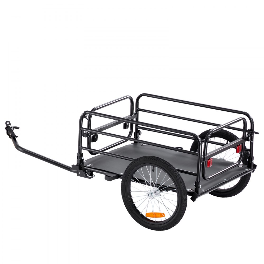 VEVOR Remolque de Carga para Bicicletas Capacidad de Carga de 72 kg Carrito Resistente para Bicicletas Ruedas de 40 cm, Reflectores de Seguridad, Compatible con Ruedas de Bicicleta de 56 a 71 cm