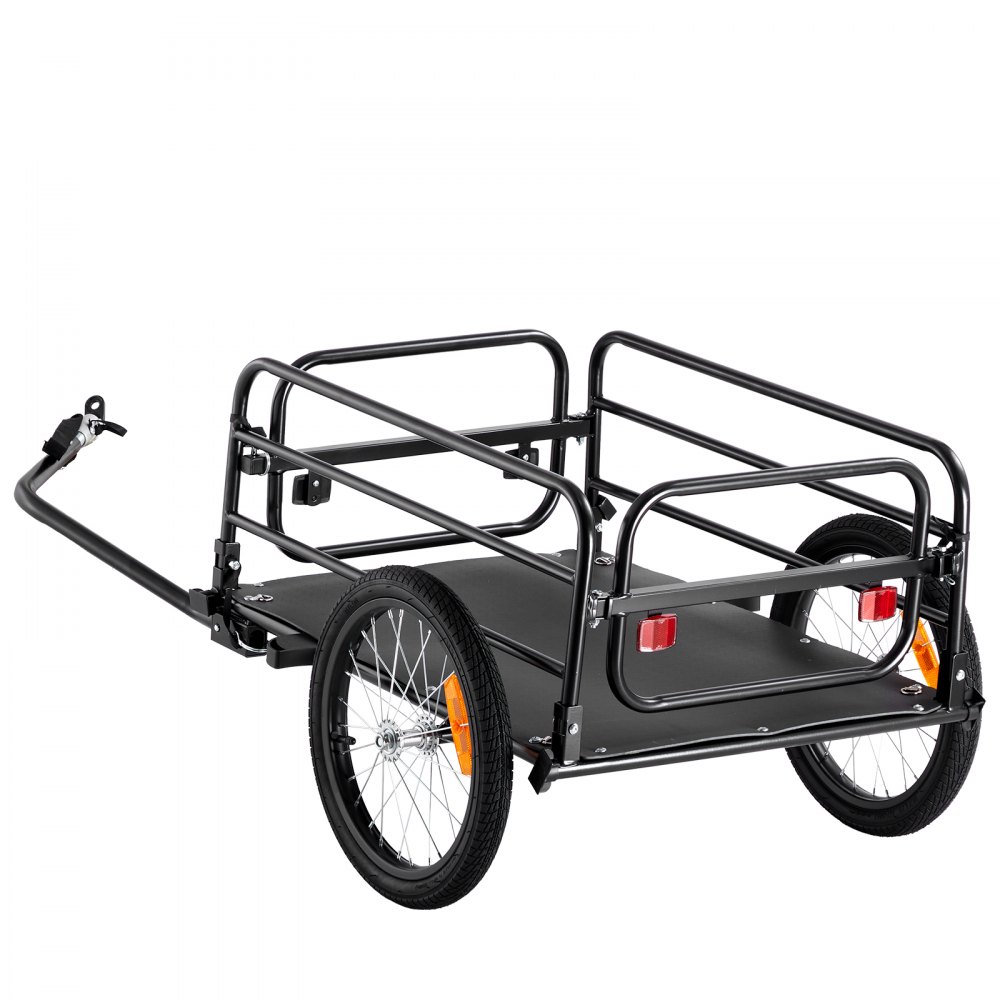 VEVOR Remolque de Carga para Bicicletas Capacidad de Carga de 72 kg Carrito Resistente para Bicicletas Ruedas de 40 cm, Reflectores de Seguridad, Compatible con Ruedas de Bicicleta de 56 a 71 cm