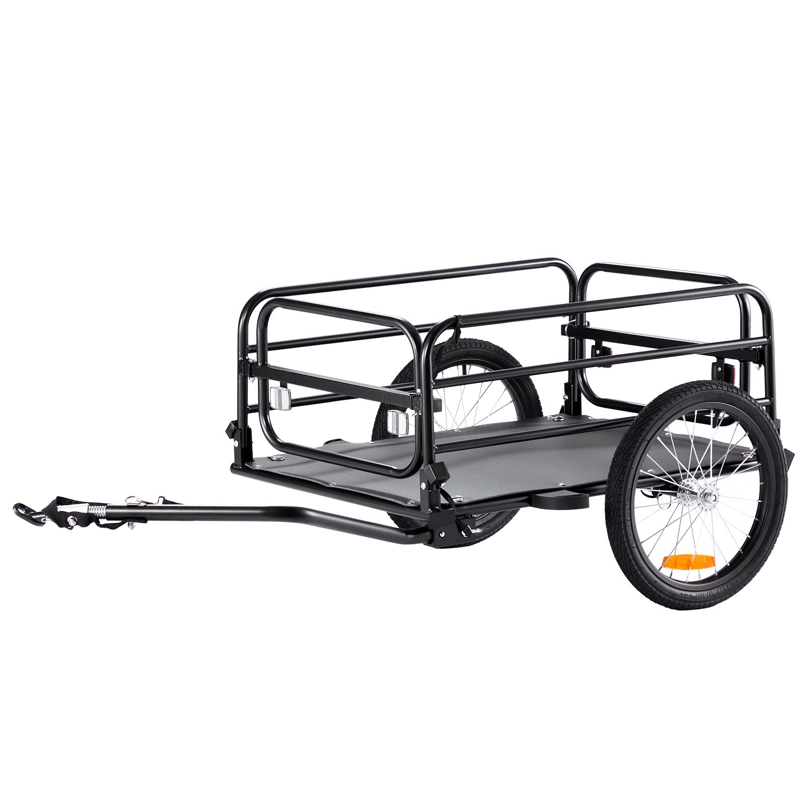 VEVOR Remolque de Carga para Bicicletas Capacidad de Carga de 72 kg Carrito Resistente para Bicicletas Ruedas de 40 cm, Reflectores de Seguridad, Compatible con Ruedas de Bicicleta de 56 a 71 cm