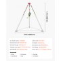 VEVOR Kit de Trípode de Rescate para Espacios Confinados, con Cabrestante de 544 kg, Patas Ajustables de 1,25 m, Cable de 30 m, Protección Anticaídas de 10 m, Altura de Trabajo de 1,34 a 2,15 m