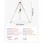 VEVOR Kit de Trípode de Rescate para Espacios Confinados, Cabrestante de 816 kg, Patas Ajustables de 1,25 m, Cable de 19,8 m, Protección Anticaídas de 10 m, Altura de Trabajo de 1,34 a 2,15 m