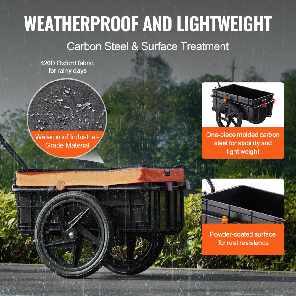VEVOR Remolque para Bicicleta Capacidad de Carga de 40 kg Carro para Bicicleta Almacenamiento Compacto Plegable con Enganche Universal Ruedas de 406 mm para Bicicleta con Ruedas de 640 mm a 711 mm