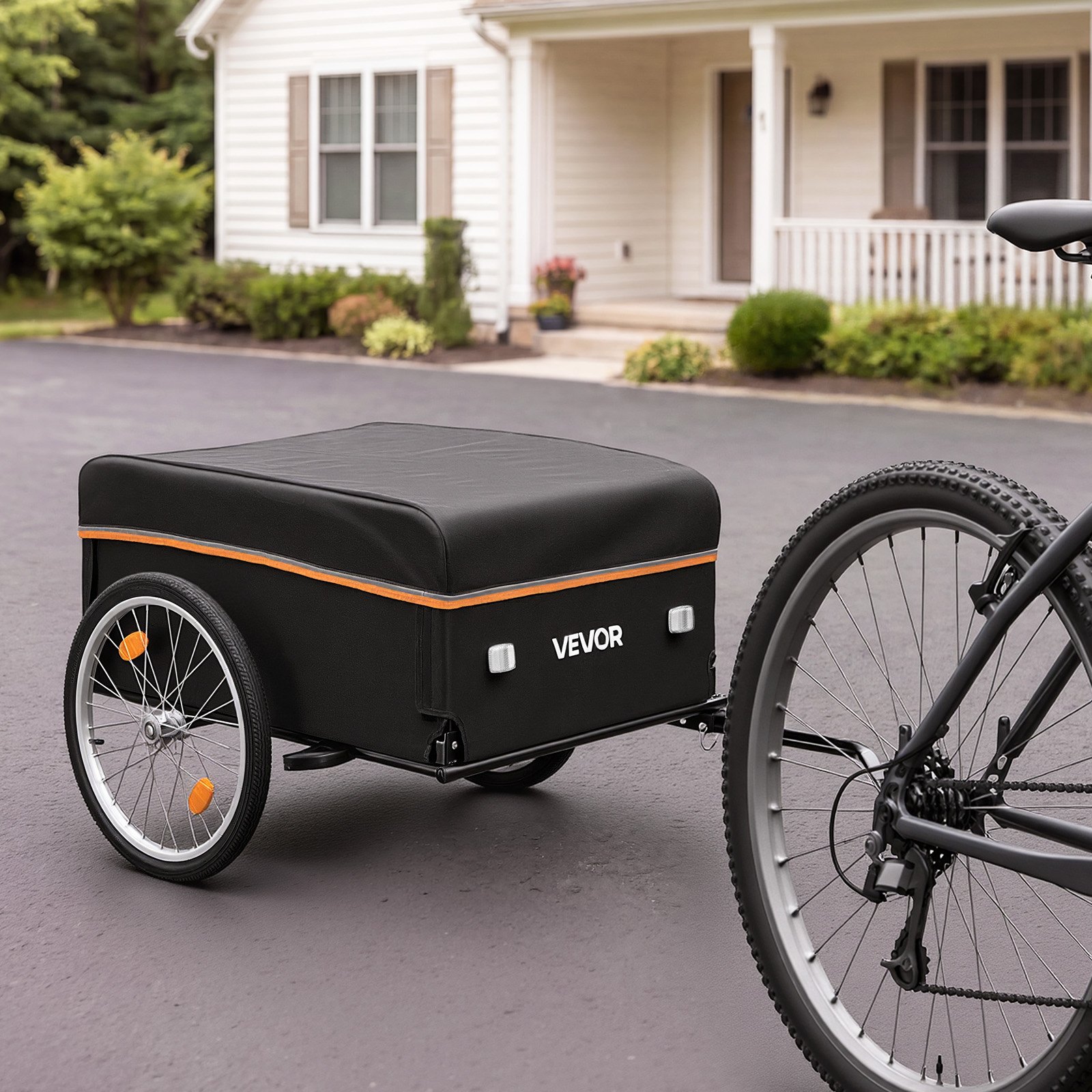 VEVOR Remolque para Bicicleta Plegable 59 kg con Ruedas Dobles de 50,8 cm, con Cuadro de Acero Aleado, Base Reforzada, Funda Oxford 600D y Reflectores para Camping, Compras y Transporte de Cargas