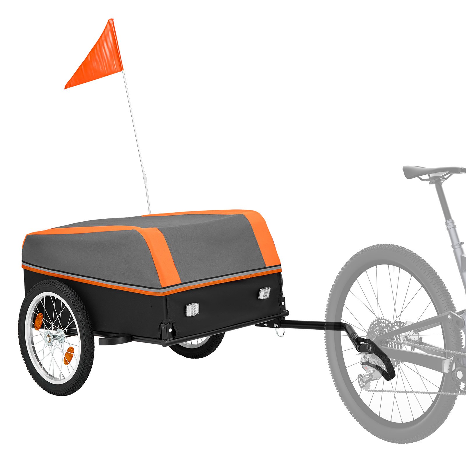 VEVOR Remolque para Bicicleta Plegable 40 kg para Ruedas de 55,9-71,1 cm, Carrito de Bicicleta con Ruedas de 40,6 cm, Funda Oxford 600D, Reflectores y Bandera para Camping Transporte Compras Carga