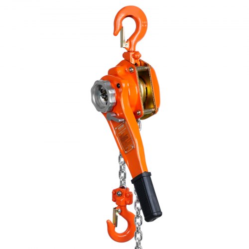 VEVOR Polipasto Manual de Cadena de Palanca Elevación de 1,4 m Polipasto de Trinquete de Acero Capacidad de 0,75 T Polipasto de Palanca Gancho de Rotación 360° con Freno de Doble Trinquete para Garaje