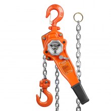 VEVOR Polipasto Manual de Cadena de Palanca Elevación de 1,4 m Polipasto de Trinquete de Acero Capacidad de 0,75 T Polipasto de Palanca Gancho de Rotación 360° con Freno de Doble Trinquete para Garaje
