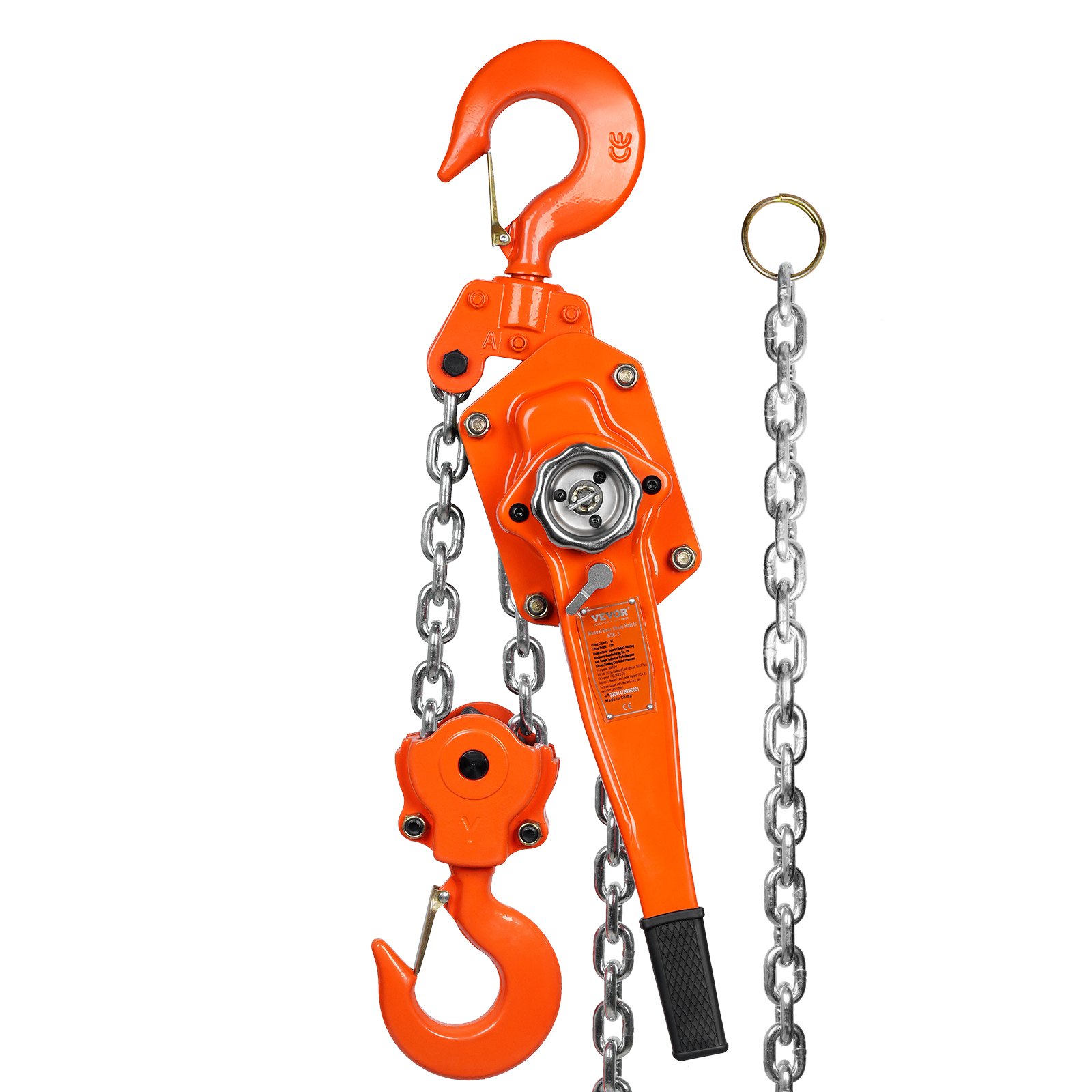 VEVOR Polipasto Manual de Cadena de Palanca Elevación de 2,8 m Polipasto de Trinquete de Acero Capacidad de 6 T Polipasto de Palanca Gancho de Rotación de 360° con Freno de Doble Trinquete para Garaje