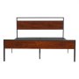VEVOR Queen Size Bed Frame, 35 cm Black Metal Platform Bed Frame with Retro Brown Wooden Headboard and Footboard, Large Under-Bed Storage, Non-Slip Without Noise, No Box Spring Needed, Easy Assembly