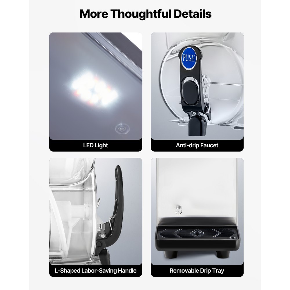 VEVOR Commercial Frozen Drink Maker, 15L Slush Machine, 60 Cup Margarita Smoothie Machine, Stainless Steel Slush Maker for Home, Parties, Restaurants, Cafes, and Bars