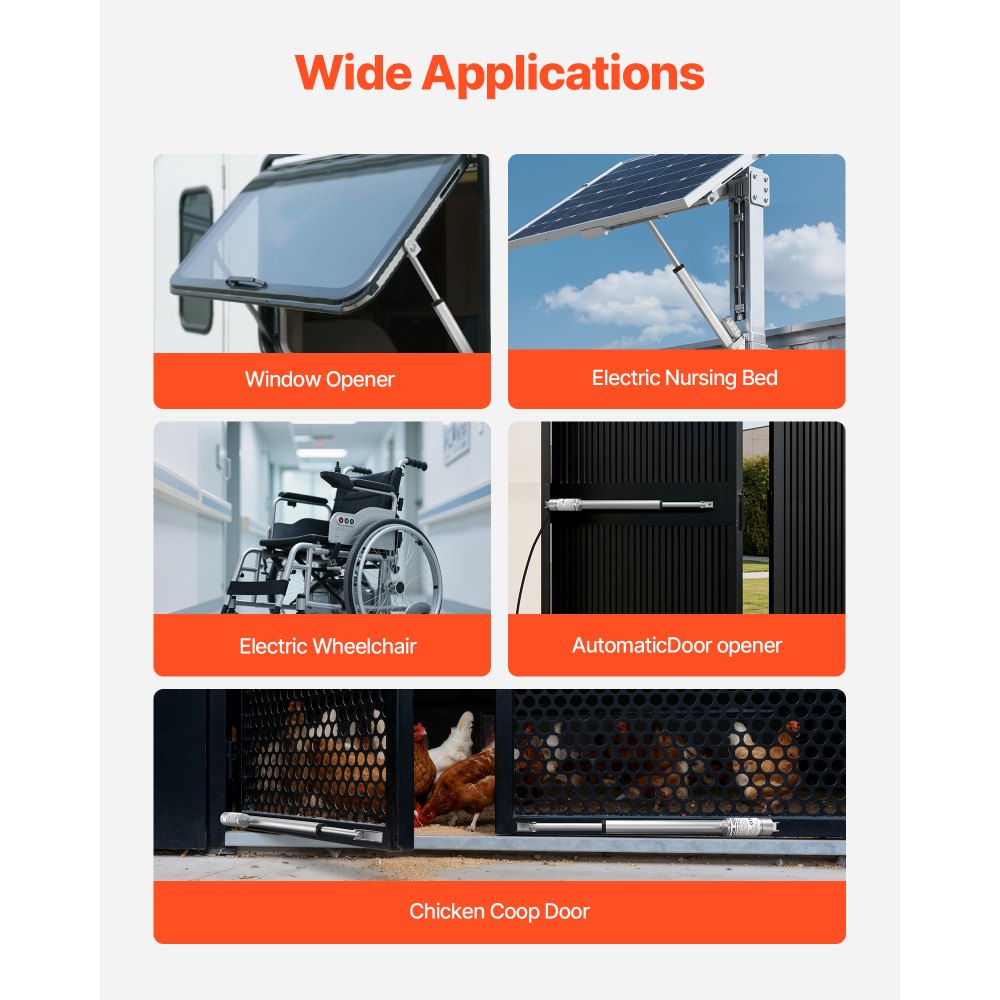 VEVOR 12V Linear Actuator, 250mm Stroke 15mm/s High-Speed 1000N Linear Motion Actuator - with IP54 Protection & Mounting Bracket for Lift Desk, Recliner Chairs, Window Door Opener