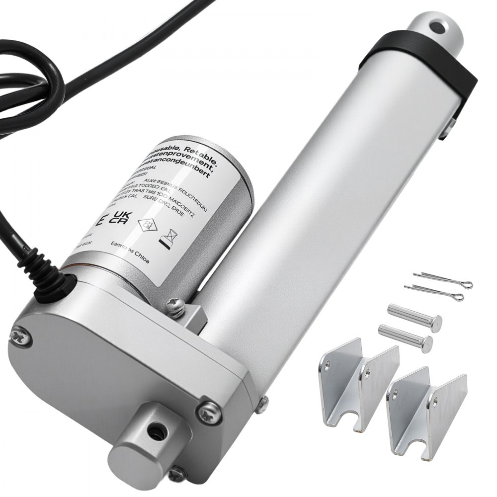 VEVOR Actuador Lineal 12 V, Motor Lineal 101,6 mm con 15 mm/s, 1000 N, Protección IP54 y Soporte de Montaje, para Escritorios Elevadores, Sillones Reclinables y Abridores de Ventanas y Puertas