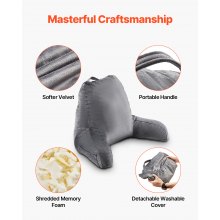 VEVOR Almohada de Lectura Lavable Tamaño Grande con Espuma Viscoelástica, Gris