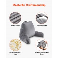 VEVOR Almohada de Lectura Lavable Tamaño Estándar con Espuma Viscoelástica, Gris