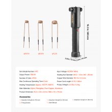 VEVOR Calentador de Inducción para Extracción de Tornillos, 1100 W, Calentador para Extracción de Tornillos Oxidados, Herramientas de Reparación de Taller con 3 Bobinas, 385 x 72 x 74 mm, Negro