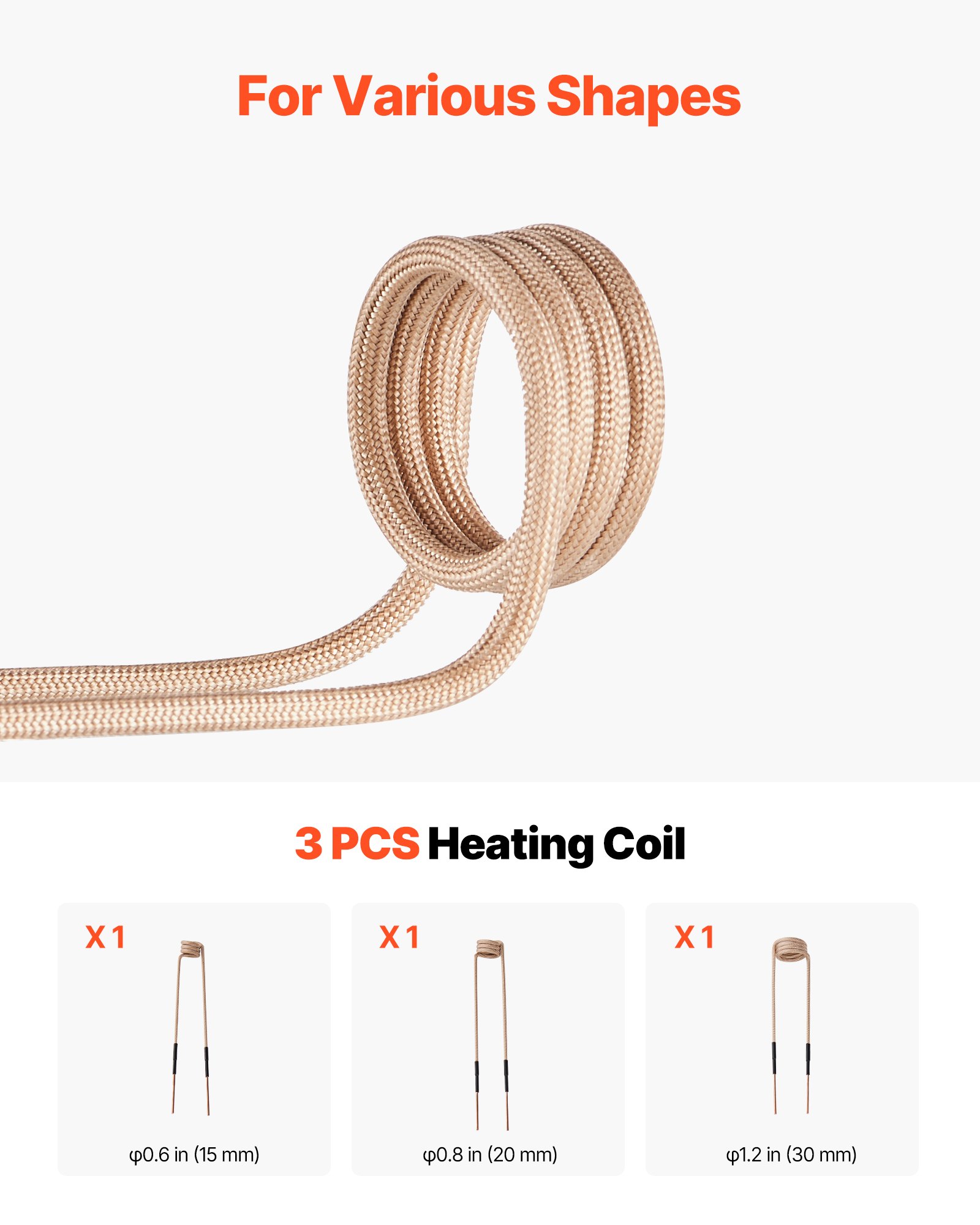 VEVOR Calentador de Inducción para Extracción de Tornillos, 1100 W, Calentador para Extracción de Tornillos Oxidados, Herramientas de Reparación de Taller con 3 Bobinas, 385 x 72 x 74 mm, Negro