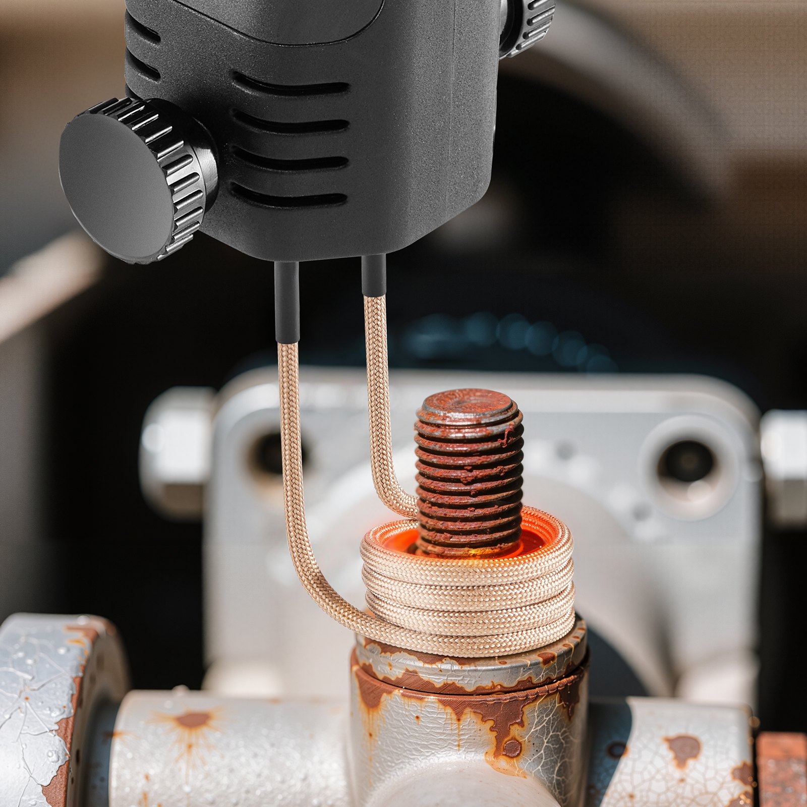 VEVOR Calentador de Inducción para Extracción de Tornillos, 1100 W, Calentador para Extracción de Tornillos Oxidados, Herramientas de Reparación de Taller con 3 Bobinas, 385 x 72 x 74 mm, Negro