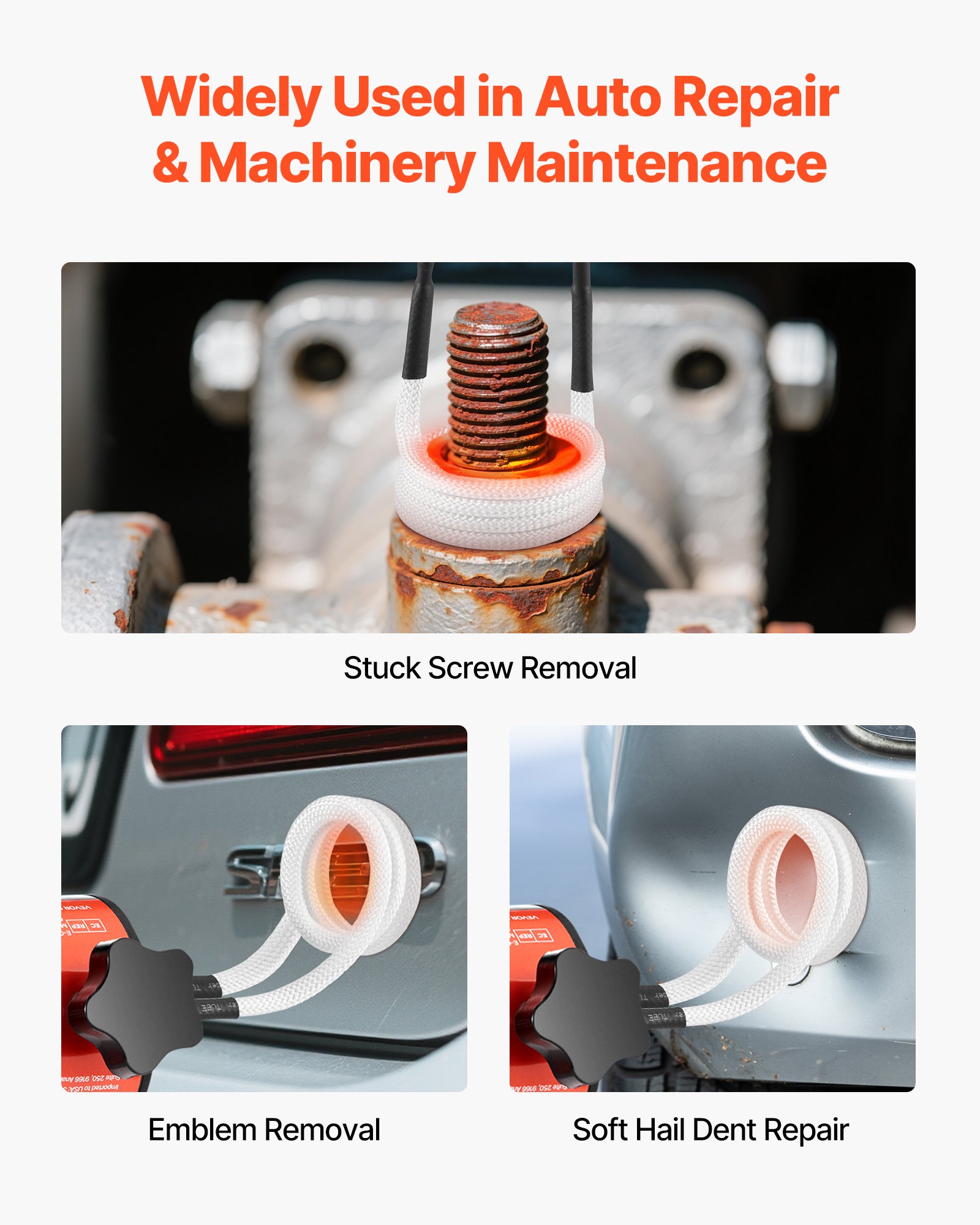 VEVOR Induction Heater Bolt Removal, 1500W 230V Magnetic Induction Heater Kit, Handheld Nut Buster Tool, Mini Heating Machine for Rusty Screw Removing, Car Garage Repairing Tools with 8 Coil and Box