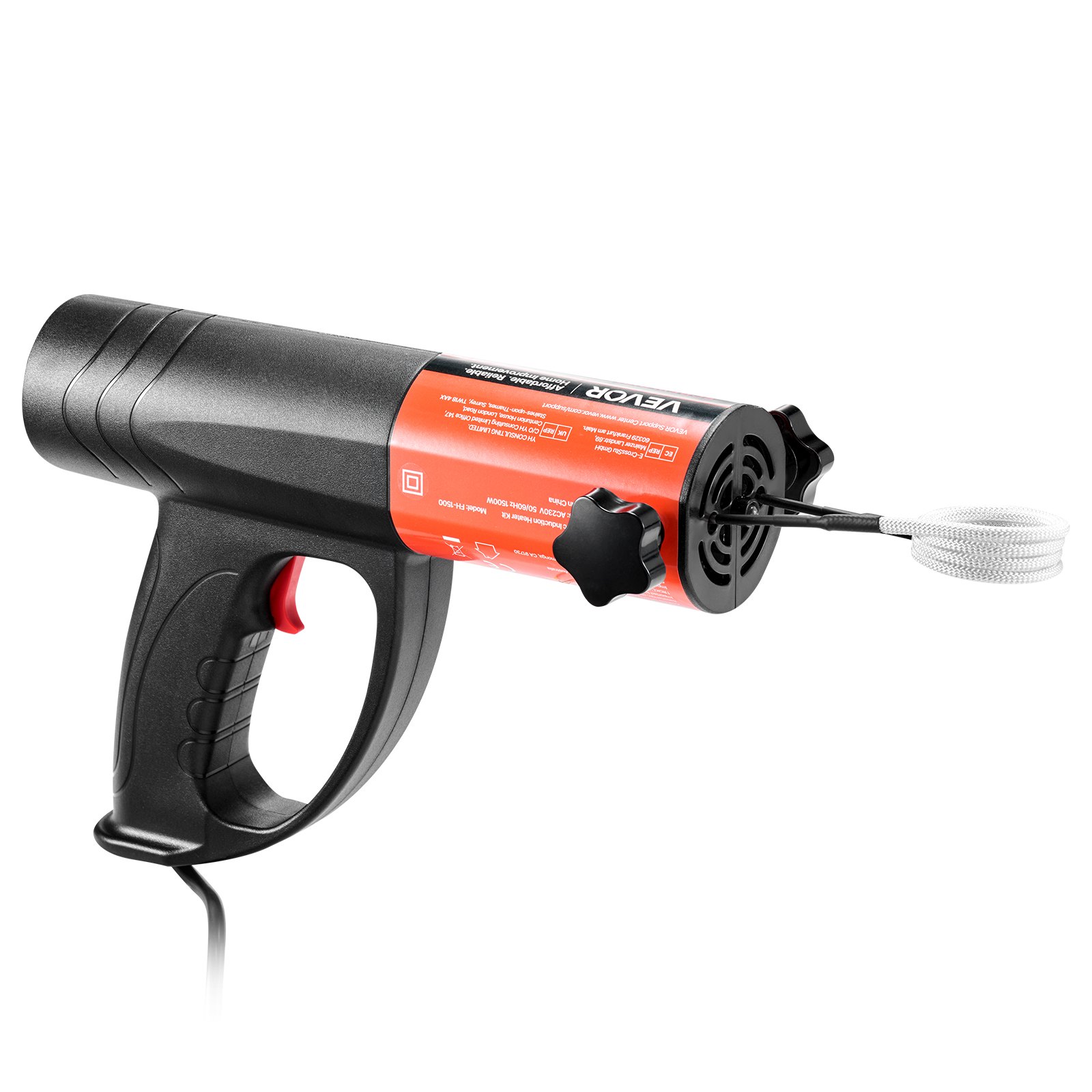 VEVOR Calentador de Inducción para Extracción de Tornillos, 1500 W, Calentador para Extracción de Tornillos Oxidados, Herramientas de Reparación de Taller con 8 Bobinas, Negro, 280 x 205 x 72 mm