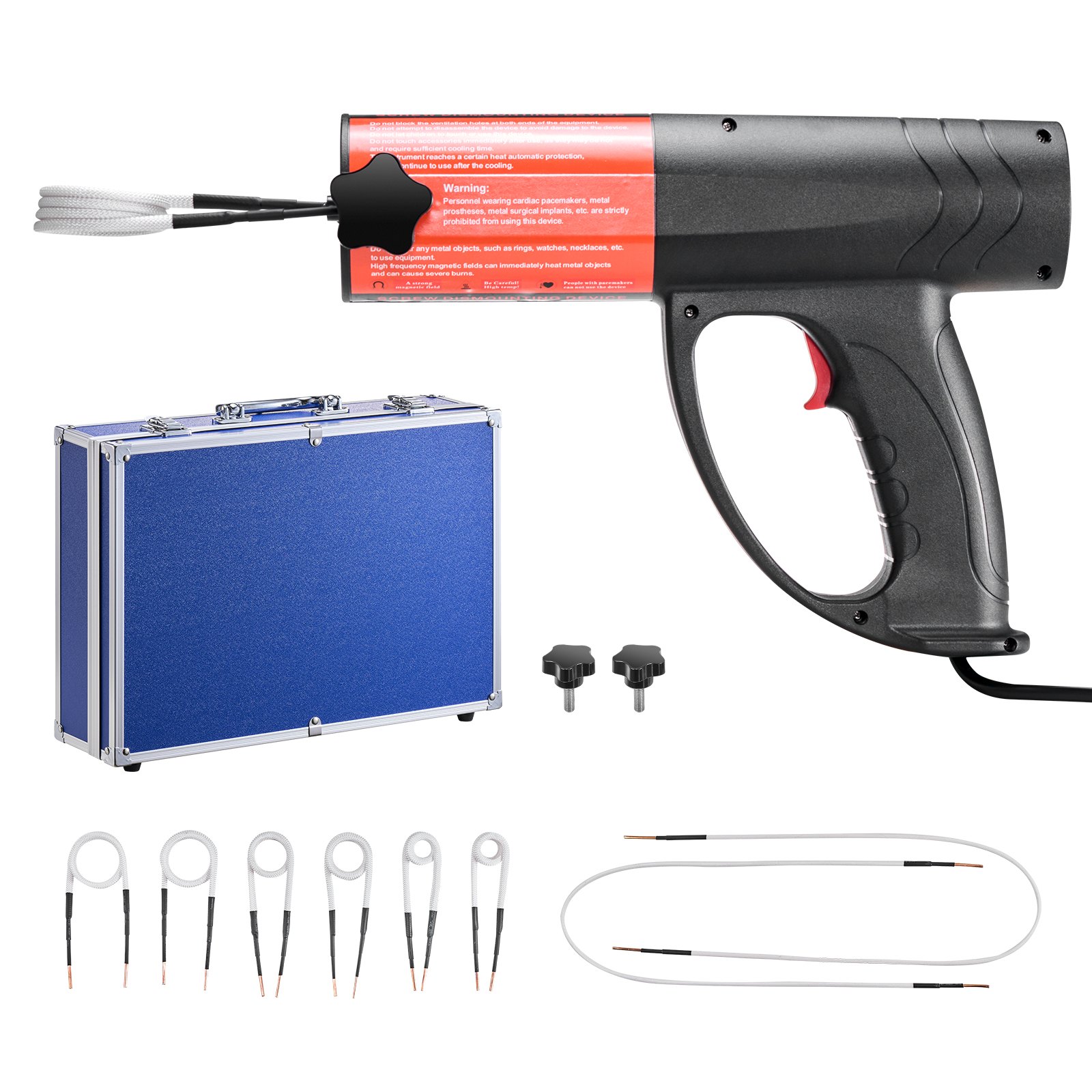 VEVOR Calentador de Inducción para Extracción de Tornillos, 1500 W, Calentador para Extracción de Tornillos Oxidados, Herramientas de Reparación de Taller con 8 Bobinas, Negro, 280 x 205 x 72 mm